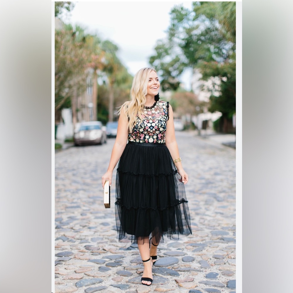 Needle & Thread Floral Tulle Midi Dress Size 2